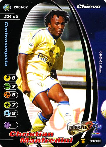 019/100 Christian Manfredini soprastampa prelease su carta 019/100 calciomercato 2001-2002 promo -NEAR MINT-