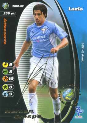 Hernan Crespo  soprastampa autografo e logo football champions promo -NEAR MINT-
