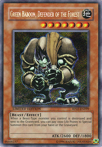 RP02-EN099 Green Baboon, Defender of the Forest rara segreta Limited Edition (EN) -NEAR MINT-