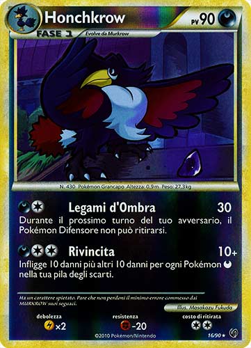16 / 90 Honchkrow rara foil reverse (IT)  -PLAYED-