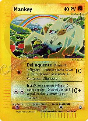 092 / 147 Mankey comune foil reverse (IT) -NEAR MINT-