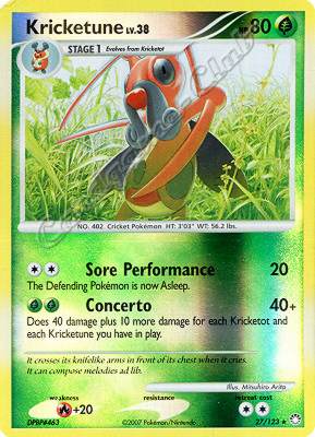 027 / 123 Kricketune LV.38 rara foil reverse (EN) -NEAR MINT-