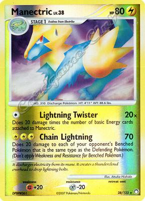 028 / 123 Manectric LV.38 rara foil reverse (EN) -NEAR MINT-
