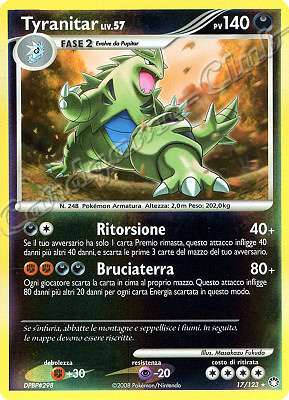 017 / 123 Tyranitar LIV.57 rara foil reverse (IT) -NEAR MINT-