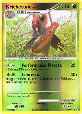 027 / 123 Kricketune LIV.38 rara foil reverse (IT) -NEAR MINT-