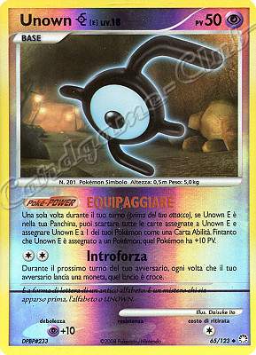 065 / 123 Unown E LIV.18 non comune foil reverse (IT) -NEAR MINT-