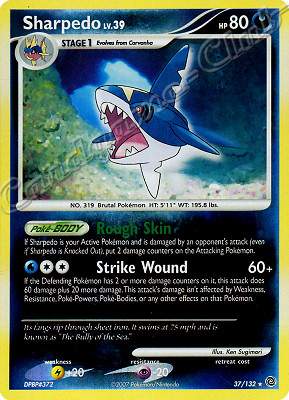 037 / 132 Sharpedo LV.39 rara foil reverse (EN) -NEAR MINT-