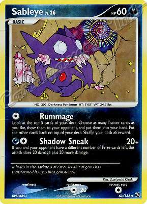 063 / 132 Sableye LV.26 non comune foil reverse (EN) -NEAR MINT-