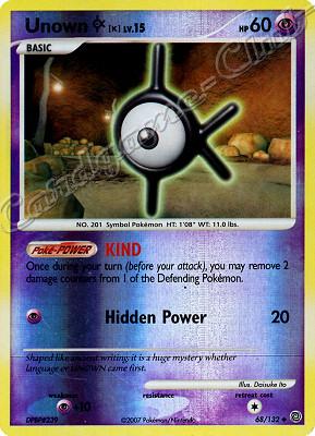 068 / 132 Unown K LV.15 non comune foil reverse (EN) -NEAR MINT-