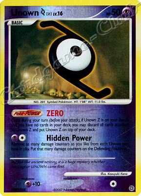 072 / 132 Unown Z LV.16 non comune foil reverse (EN) -NEAR MINT-