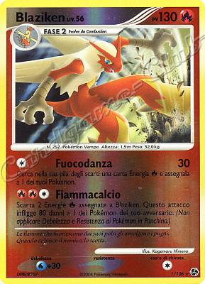 001 / 106 Blaziken LIV.56 rara foil reverse (IT) -NEAR MINT-