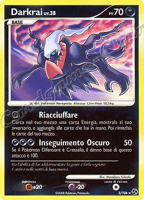 003 / 106 Darkrai LIV.38 rara foil reverse (IT) -NEAR MINT-