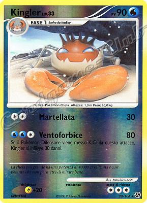 020 / 106 Kingler LIV.33 rara foil reverse (IT) -NEAR MINT-