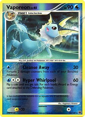 034 / 100 Vaporeon LV.45 rara foil reverse (EN) -NEAR MINT-