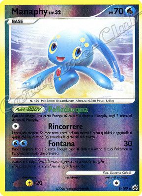 008 / 100 Manaphy LIV.32 rara foil reverse (IT) -NEAR MINT-