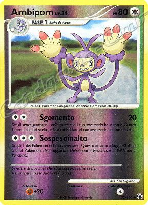 035 / 100 Ambipom LIV.34 non comune foil reverse (IT) -NEAR MINT-
