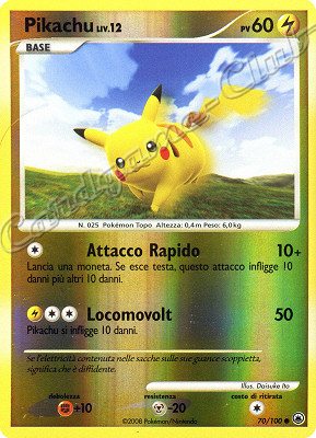 070 / 100 Pikachu LIV.12 comune foil reverse (IT) -NEAR MINT-