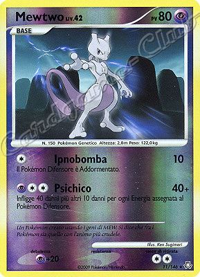 011 / 146 Mewtwo LIV.42 rara foil reverse (IT) -NEAR MINT-