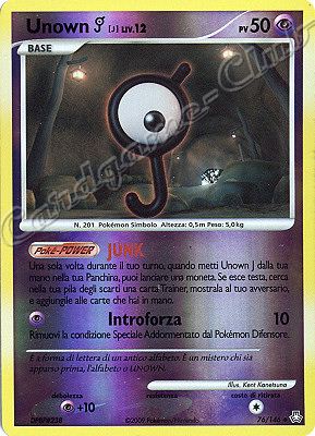 076 / 146 Unown J LIV.12 non comune foil reverse (IT) -NEAR MINT-