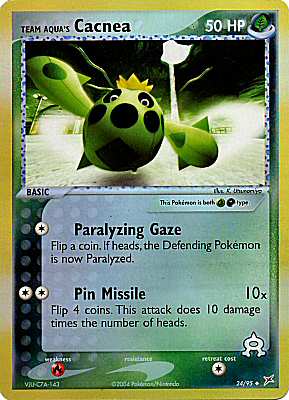 24 / 95 Team Aqua's Cacnea non comune foil reverse (EN) -GOOD-