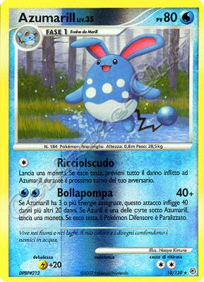 018 / 130 Azumarill LIV.35 rara foil reverse (IT) -NEAR MINT-