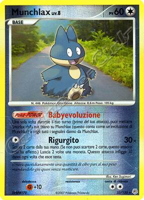 033 / 130 Munchlax LIV.8 rara foil reverse (IT) -NEAR MINT-