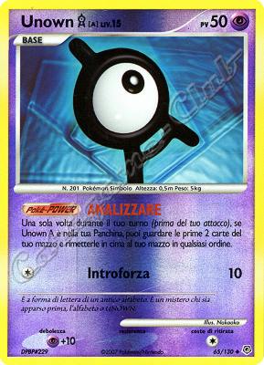 065 / 130 Unown A LIV.15 non comune foil reverse (IT) -NEAR MINT-