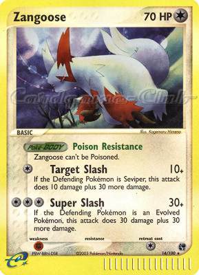 014 / 100 Zangoose rara foil reverse (EN) -NEAR MINT-