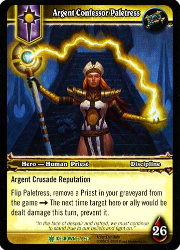 ICECROWN 002 / 220 Argent Confessor Paletress non comune -NEAR MINT-