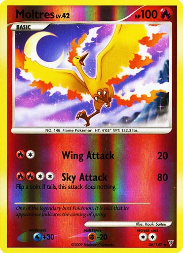 036 / 147 Moltres LV.42 rara foil reverse (EN) -NEAR MINT-
