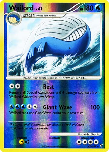 047 / 147 Wailord LV.41 rara foil reverse (EN) -NEAR MINT-