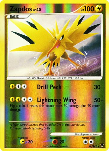048 / 147 Zapdos LV.40 rara foil reverse (EN) -NEAR MINT-