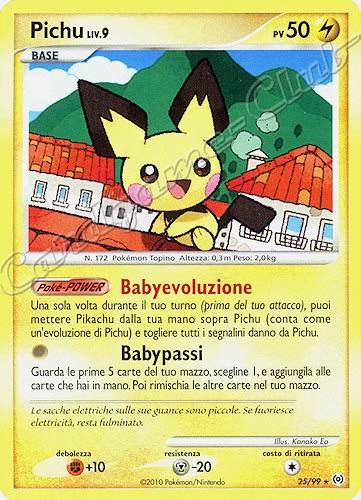 25 / 99 Pichu LIV.9 rara (IT) -NEAR MINT-