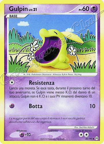 40 / 99 Gulpin LIV.21 non comune (IT) -NEAR MINT-