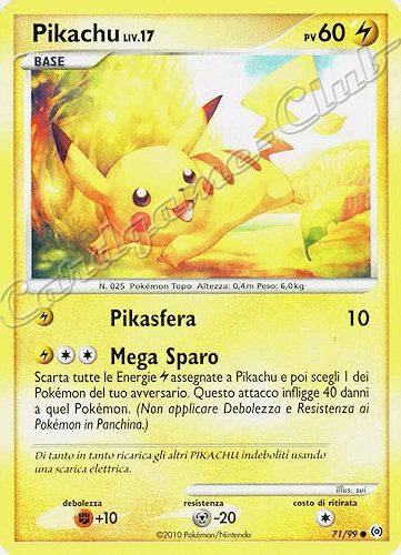 71 / 99 Pikachu LIV.17 comune (IT) -NEAR MINT-