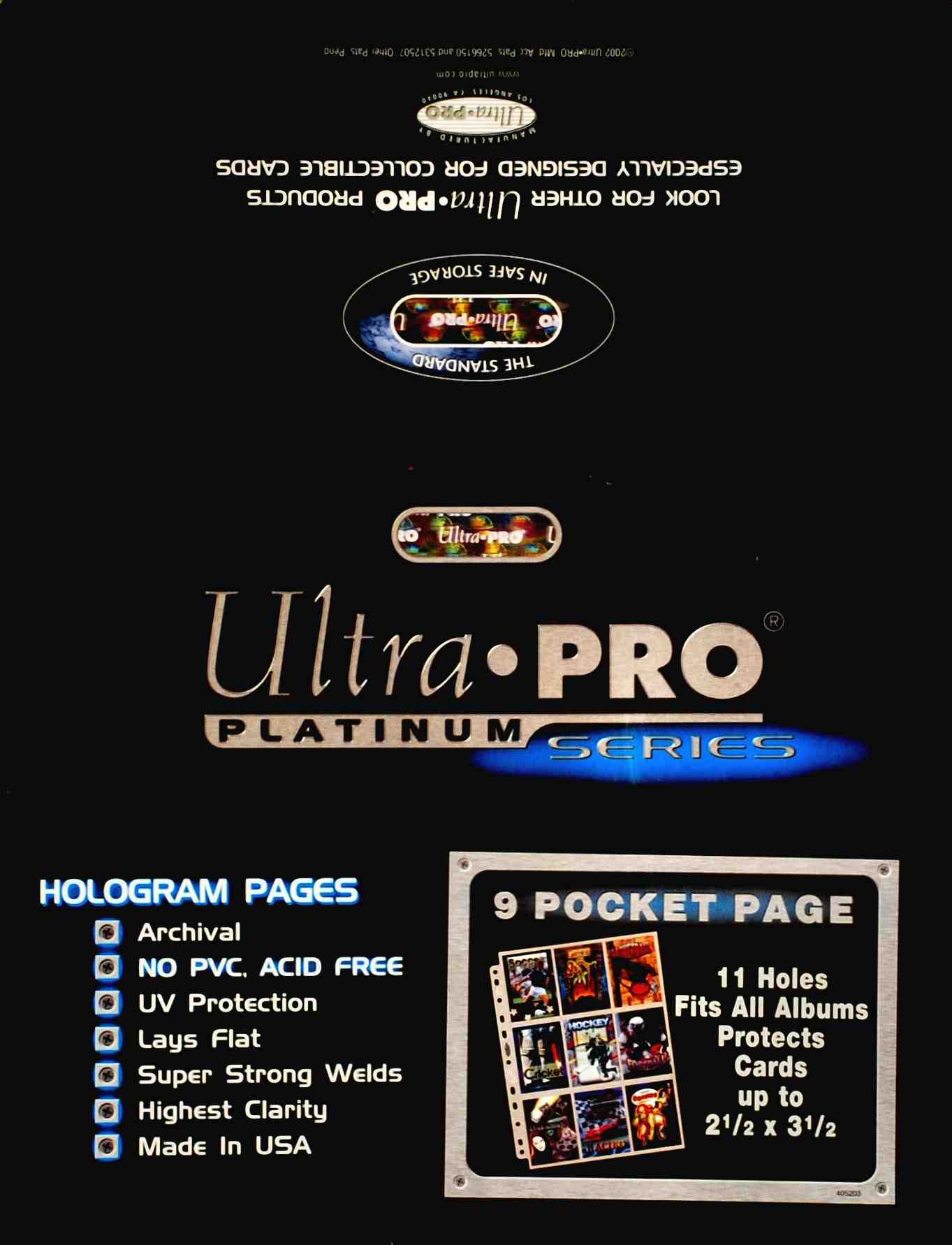 Platinum Series Box da 100 pagine con 11 fori, 9 tasche per album grande ad anelli