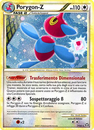 007 / 102 Porygon-Z rara foil (IT) -NEAR MINT-