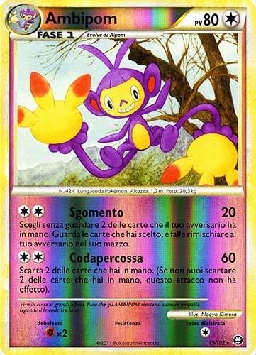 013 / 102 Ambipom rara foil reverse (IT)  -PLAYED-