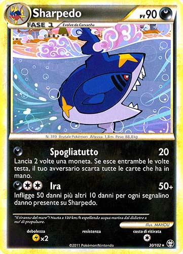 030 / 102 Sharpedo rara (IT) -NEAR MINT-