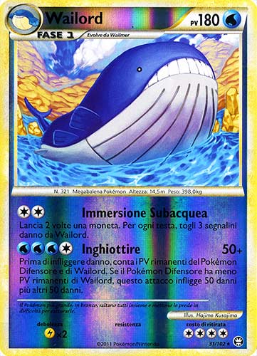 031 / 102 Wailord rara foil reverse (IT) -NEAR MINT-