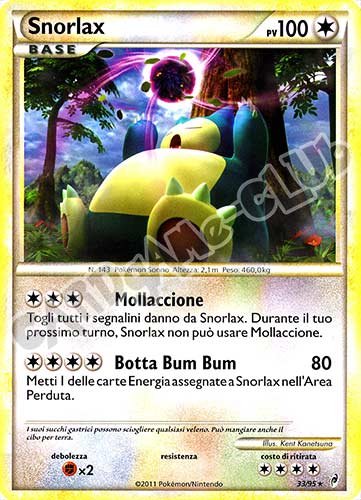 33 / 95 Snorlax rara (IT) -NEAR MINT-