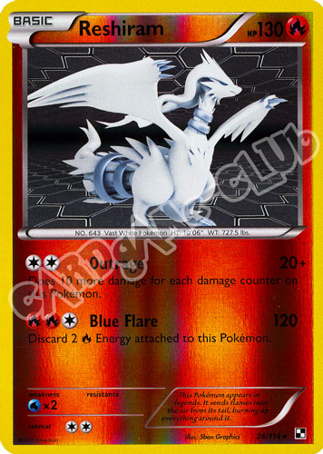 026 / 114 Reshiram rara foil reverse (EN) -NEAR MINT-