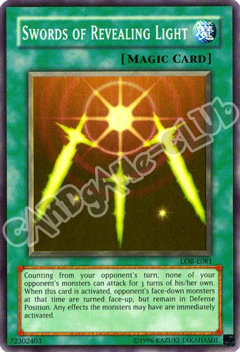 LOB-E081 Swords of Revealing Light super rara Unlimited (EN)