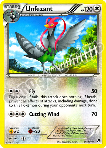 086 / 114 Unfezant rara (EN) -NEAR MINT-