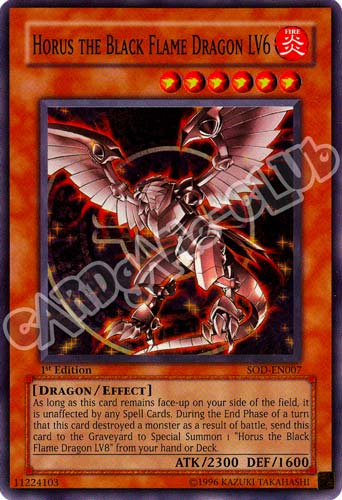 SOD-EN007 Horus the Black Flame Dragon LV6 super rara 1st Edition (EN) -NEAR MINT-