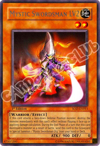 SOD-EN011 Mystic Swordsman LV2 rara 1st Edition (EN) -NEAR MINT-