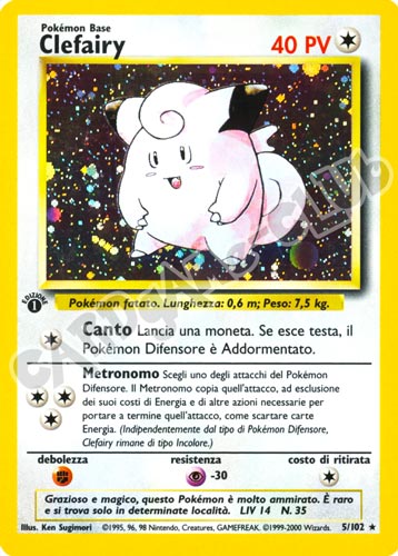 005 / 102 Clefairy rara foil 1a edizione (IT) -NEAR MINT-