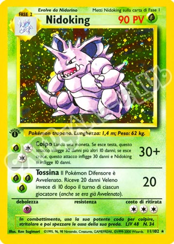 011 / 102 Nidoking rara foil 1a edizione (IT) -NEAR MINT-