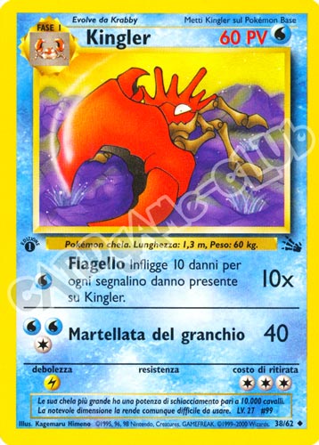 38 / 62 Kingler non comune 1a edizione (IT) -NEAR MINT-
