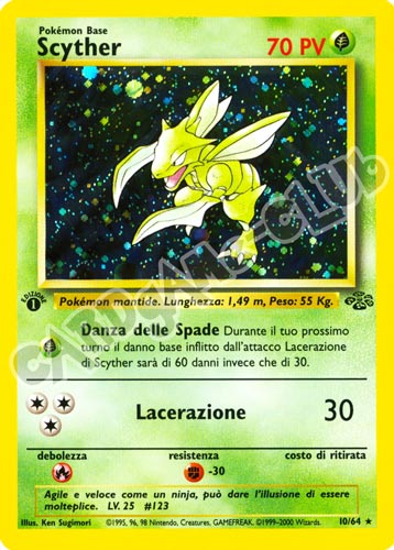 10 / 64 Scyther rara foil 1a edizione (IT) -NEAR MINT-